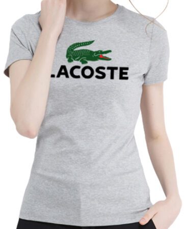 לקוסט-LACSOTE TSHIRT WOMEN DESGIN SHORT - GRAY
