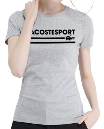 לקוסט-LACSOTE TSHIRT WOMEN DESGIN SHORT - GRAY