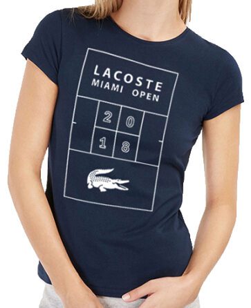 לקוסט-LACSOTE TSHIRT WOMEN DESGIN SHORT - NAVY BLUE