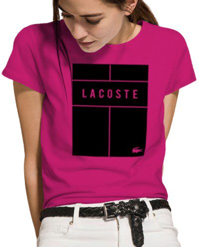 לקוסט-LACSOTE TSHIRT WOMEN DESGIN SHORT - PINK