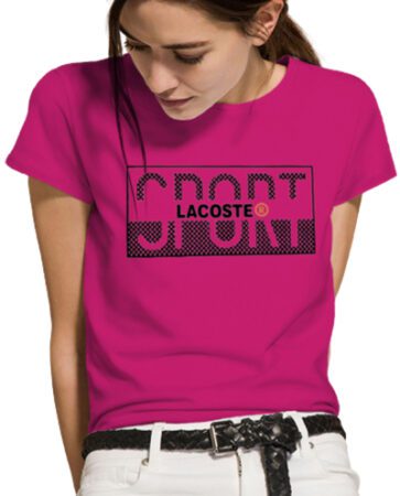 לקוסט-LACSOTE TSHIRT WOMEN DESGIN SHORT - PINK