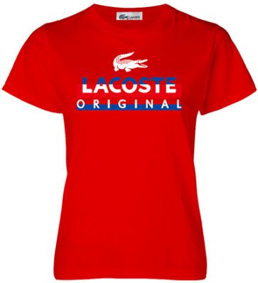 לקוסט-LACSOTE TSHIRT WOMEN DESGIN SHORT - RED