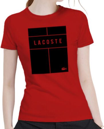 לקוסט-LACSOTE TSHIRT WOMEN DESGIN SHORT - RED