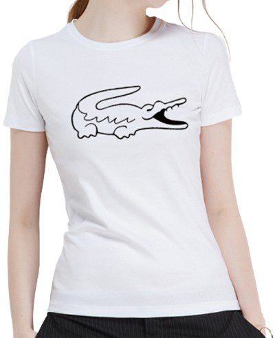 לקוסט-LACSOTE TSHIRT WOMEN DESGIN SHORT - WHITE