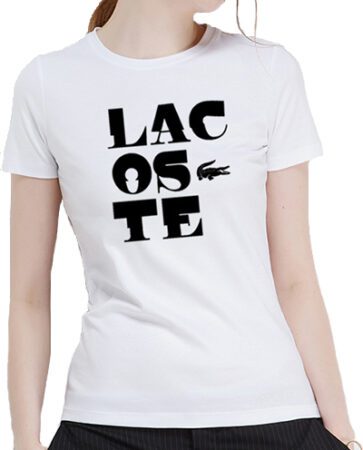 לקוסט-LACSOTE TSHIRT WOMEN DESGIN SHORT - WHITE