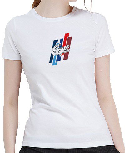 לקוסט-LACSOTE TSHIRT WOMEN DESGIN SHORT - WHITE