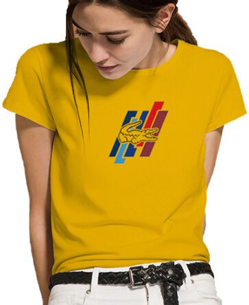 לקוסט-LACSOTE TSHIRT WOMEN DESGIN SHORT - YELLOW