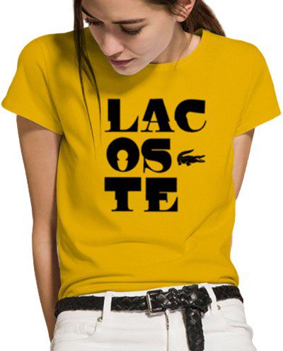 לקוסט-LACSOTE TSHIRT WOMEN DESGIN SHORT - YELLOW