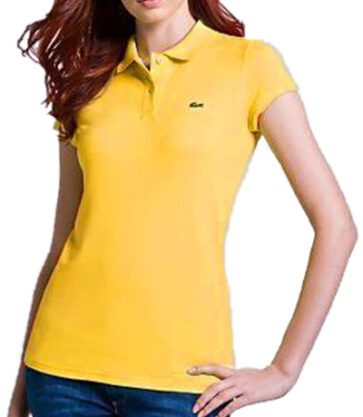 לקוסט-LACSOTE TSHIRT WOMEN POLO SHORT- YELLOW