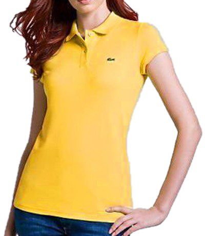 לקוסט-LACSOTE TSHIRT WOMEN POLO SHORT- YELLOW