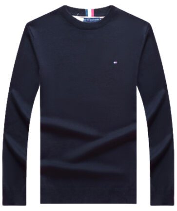 טומי הילפיגר-TOMMY TSHIRT MEN'S LONG CREW NECK- Nave Blue