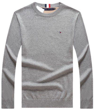 טומי הילפיגר-TOMMY TSHIRT MEN'S LONG CREW NECK- Santas Grey