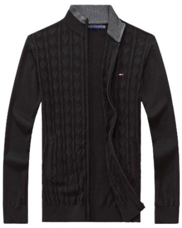 טומי הילפיגר-TOMMY SWETER ZIP MEN'S - Black