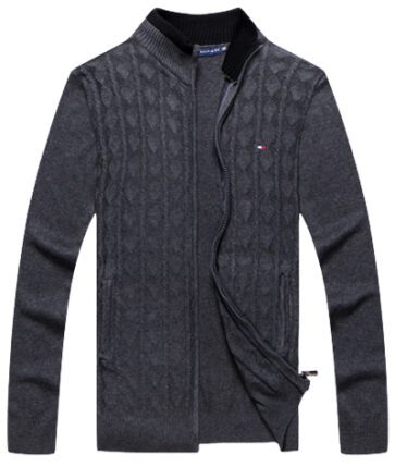 טומי הילפיגר-TOMMY SWETER ZIP MEN'S - Dip Gray