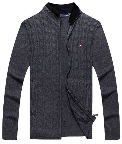 טומי הילפיגר-TOMMY SWETER ZIP MEN'S - Dip Gray
