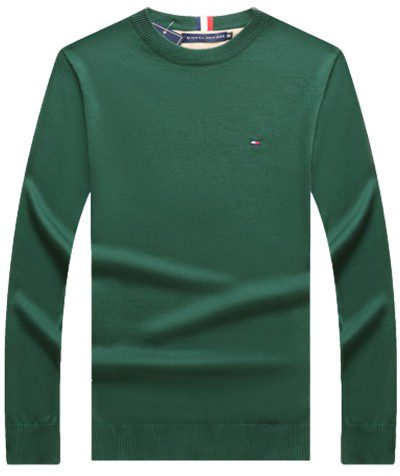טומי הילפיגר-TOMMY TSHIRT MEN'S LONG CREW NECK- Green