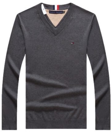 טומי הילפיגר-TOMMY TSHIRT MEN'S LONG V - Dip Gray