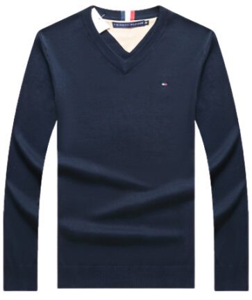 טומי הילפיגר-TOMMY TSHIRT MEN'S LONG V - Nave Blue