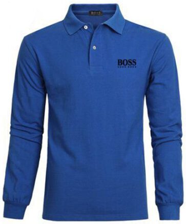 בוס-HUGO BOSS MEN'S LONG POLO - BLUE