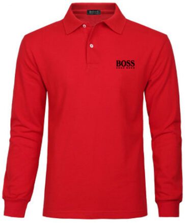 בוס-HUGO BOSS MEN'S LONG POLO - RED