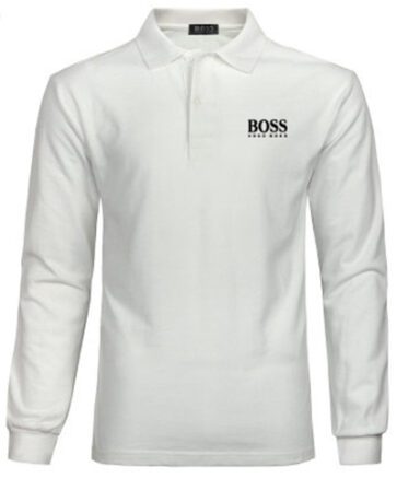 בוס-HUGO BOSS MEN'S LONG POLO - WHITE