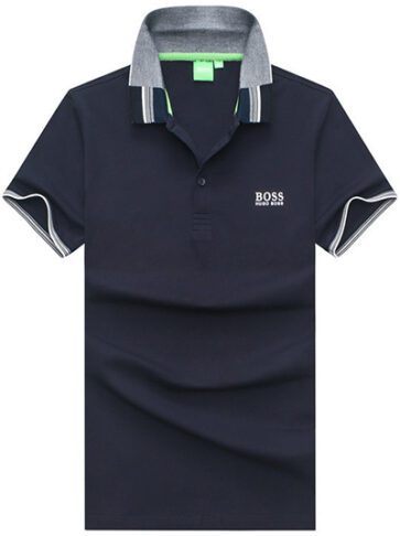 בוס-HUGO BOSS POLO TSHIRT MEN'S - Black & Gray Border