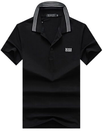 בוס-HUGO BOSS POLO TSHIRT MEN'S - Black & White Border