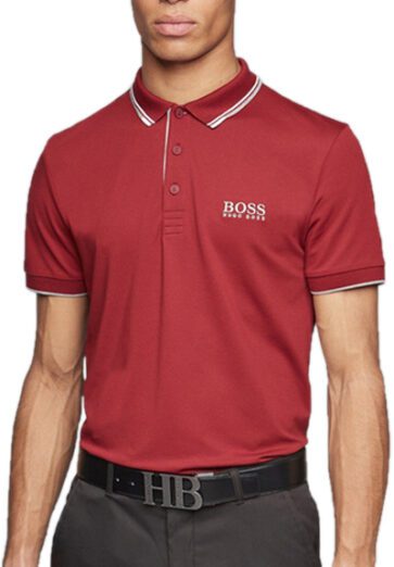 בוס-HUGO BOSS POLO TSHIRT MEN'S - Medium Carmine