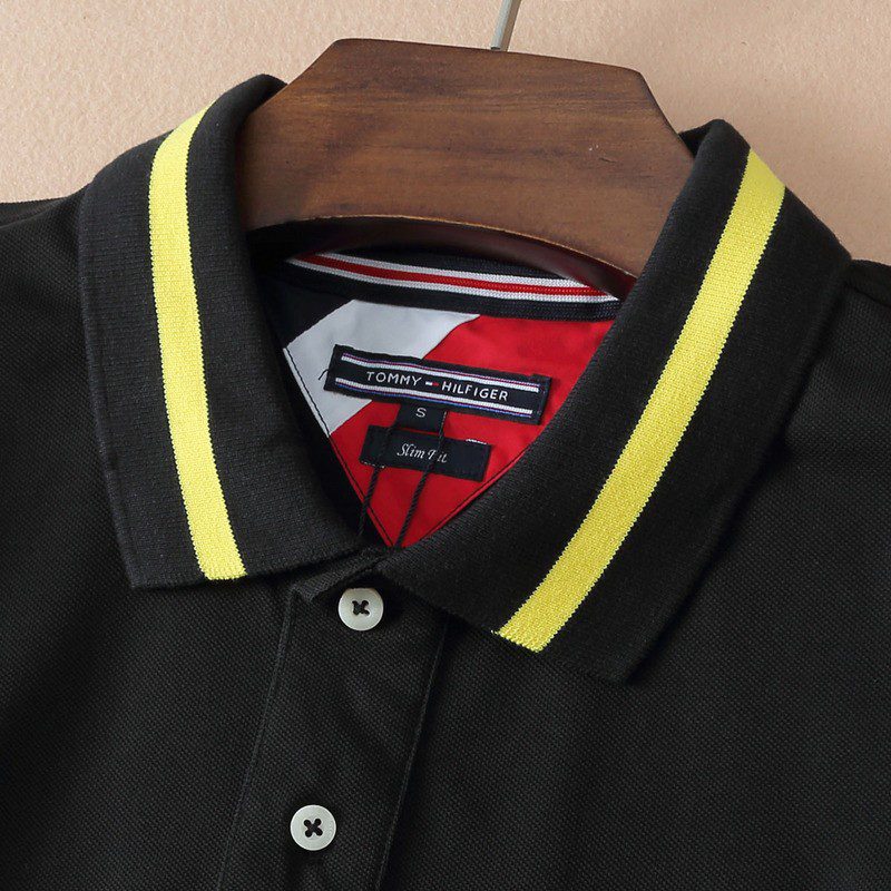 טומי הילפיגר-TOMMY POLO MEN'S TSHIRT - BLACK – תמונה 3