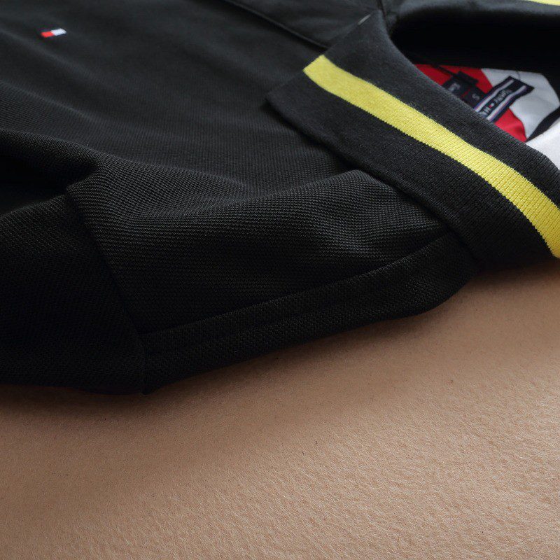 טומי הילפיגר-TOMMY POLO MEN'S TSHIRT - BLACK – תמונה 4