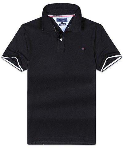 טומי הילפיגר-TOMMY POLO MEN'S TSHIRT - Black – תמונה 2