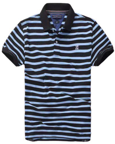 טומי הילפיגר-TOMMY POLO MEN'S TSHIRT - Black & Tropical Blue