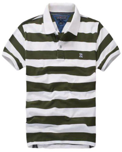 טומי הילפיגר-TOMMY POLO MEN'S TSHIRT - Green Kelp & White