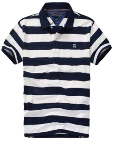 טומי הילפיגר-TOMMY POLO MEN'S TSHIRT - NAVY BLUE & WHITE