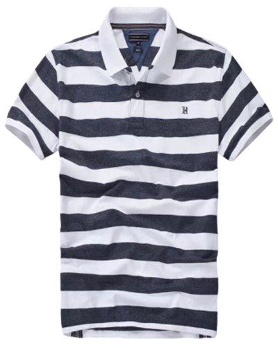 טומי הילפיגר-TOMMY POLO MEN'S TSHIRT - Payne's Grey & White