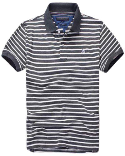טומי הילפיגר-TOMMY POLO MEN'S TSHIRT - White & Shuttle Grey