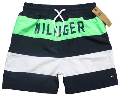 טומי הילפיגר-TOMMY SWIM MEN'S - Black Pale Green & White