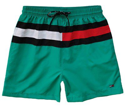 טומי הילפיגר-TOMMY SWIM MEN'S - PERSIAN GREEN BLACK WHITE & RED