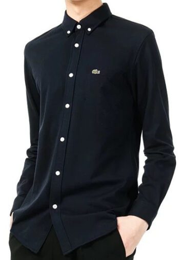 לקוסט-LACOSTE LONG MEN SHIRT - Black Pearl