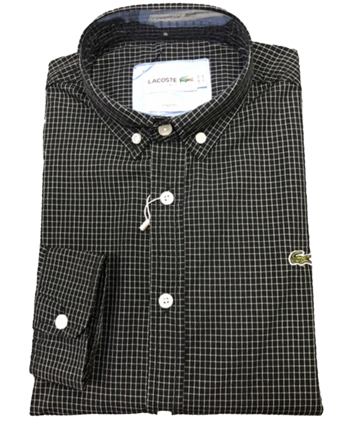 לקוסט-LACOSTE LONG MEN SHIRT - Black Russian