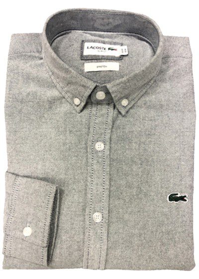 לקוסט-LACOSTE LONG MEN SHIRT - Foggy Grey