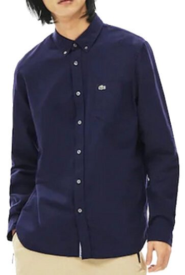 לקוסט-LACOSTE LONG MEN SHIRT - NAVY BLUE
