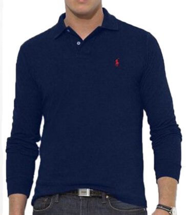 ראלף לורן-RALPH LAUREN POLO TSHIRT MEN'S LONG - Regal Blue