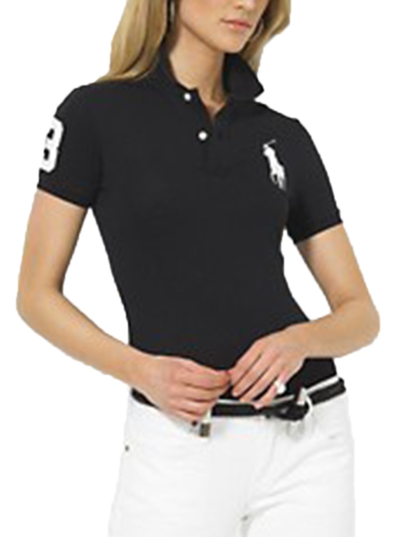 ראלף לורן-RALPH LAUREN POLO TSHIRT SHORT WOMEN - Black & White Logo