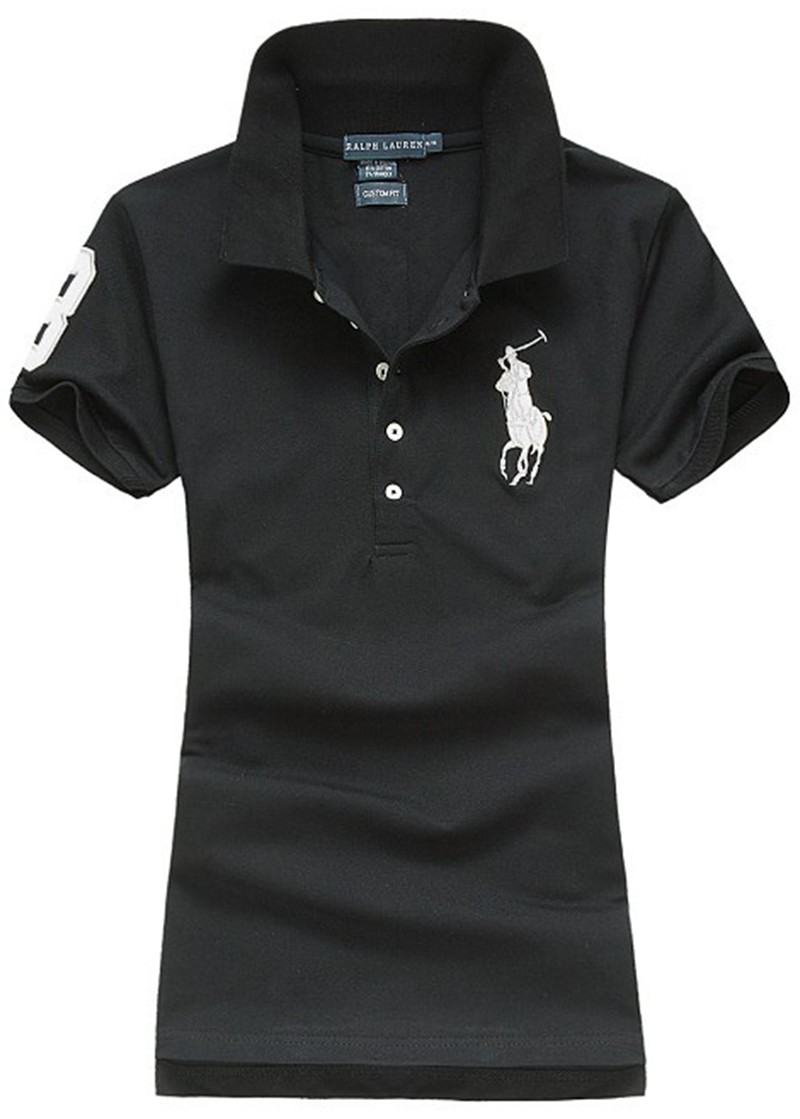 ראלף לורן-RALPH LAUREN POLO TSHIRT SHORT WOMEN - Black & White Logo
