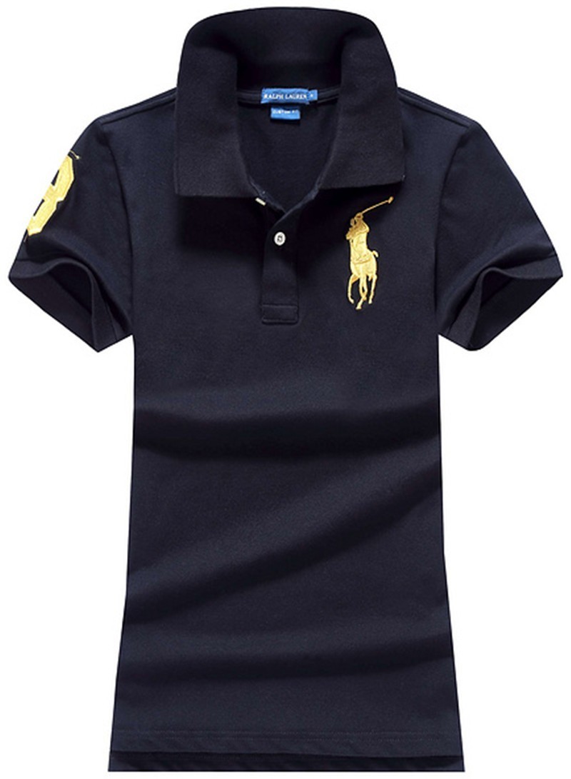 ראלף לורן-RALPH LAUREN POLO TSHIRT SHORT WOMEN - Black & Yellow Logo