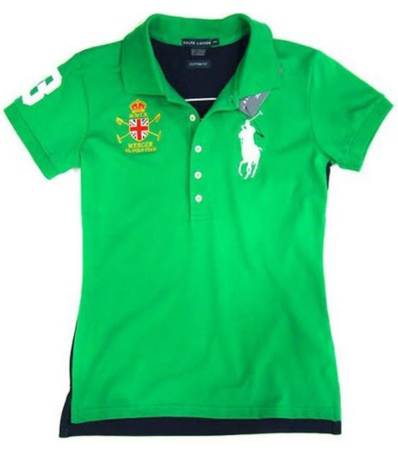 ראלף לורן-RALPH LAUREN POLO TSHIRT SHORT WOMEN - Green & White Logo