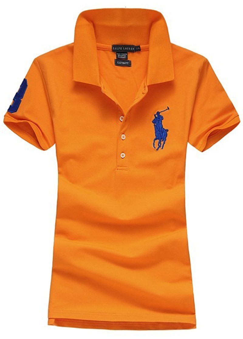 ראלף לורן-RALPH LAUREN POLO TSHIRT SHORT WOMEN - ORG & Black Logo