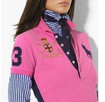 ראלף לורן-RALPH LAUREN POLO TSHIRT SHORT WOMEN - Pink & Black Logo