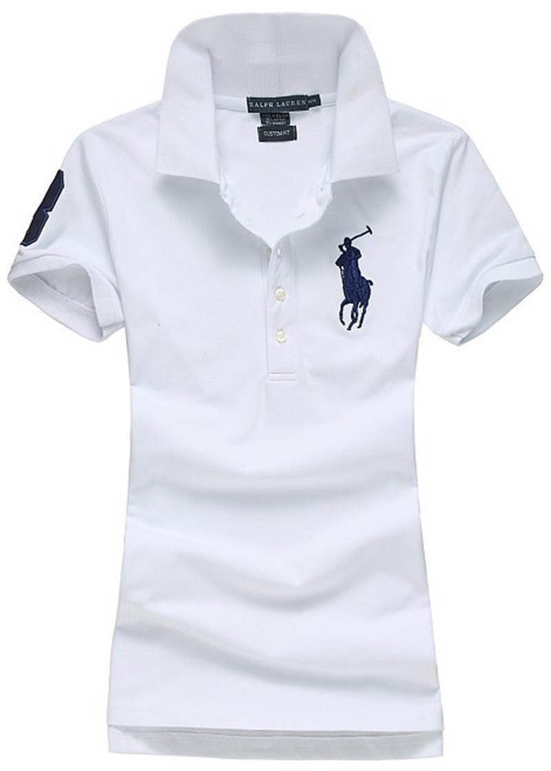 ראלף לורן-RALPH LAUREN POLO TSHIRT SHORT WOMEN - White & Black Logo